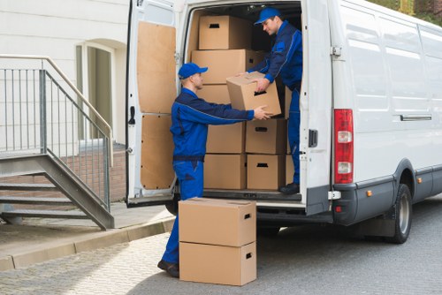 Packed home items ready for household storage in Upperclapton