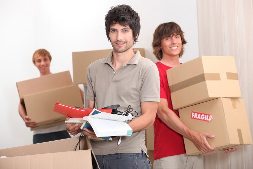 Moving van and boxes for removals in Upperclapton