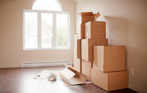 Organised storage boxes and furniture prepared for long-term storage in Upperclapton
