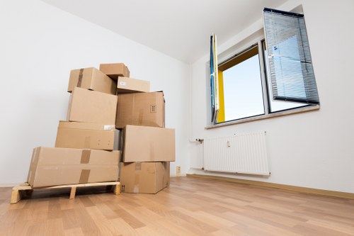 Packed household furniture ready for storage