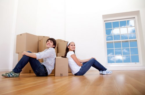 Business and personal items organized in a short-term storage unit