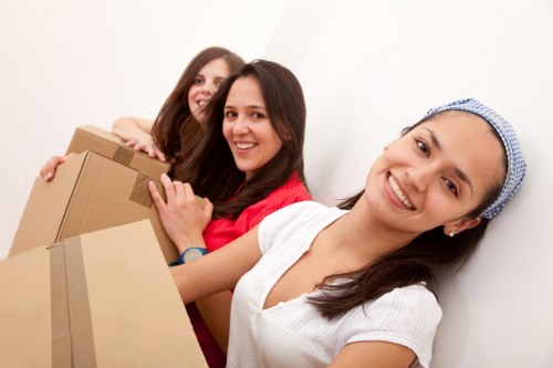 Packed household belongings placed neatly in long-term storage in Upperclapton